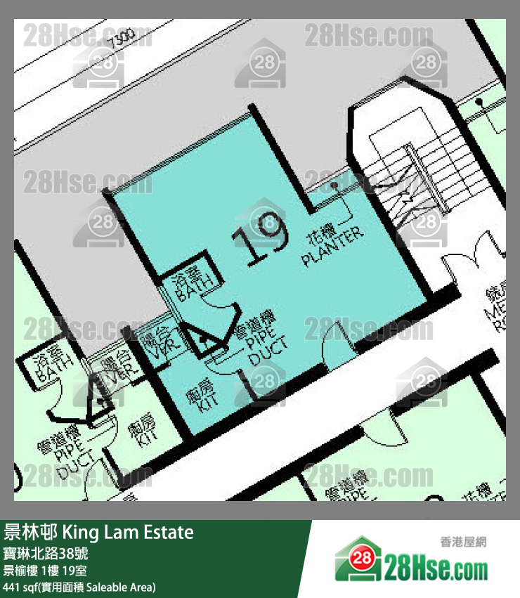 景林邨 景榆樓1樓 19室 平面圖