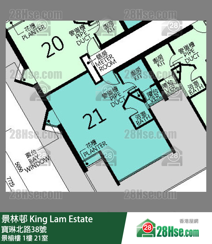 景林邨 景榆樓1樓 21室 平面圖