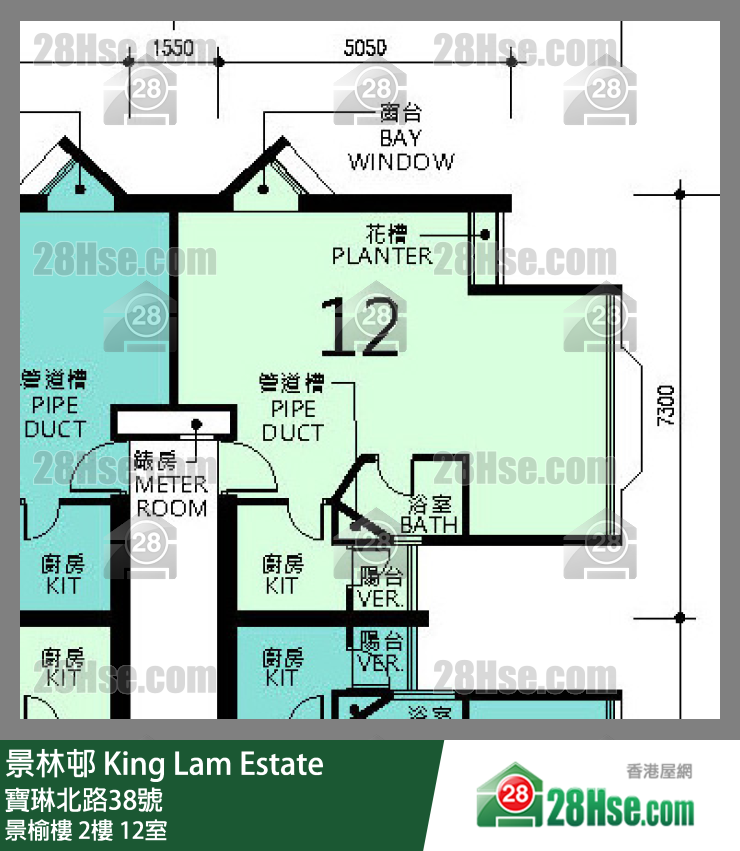 景林邨 景榆樓2樓 12室 平面圖