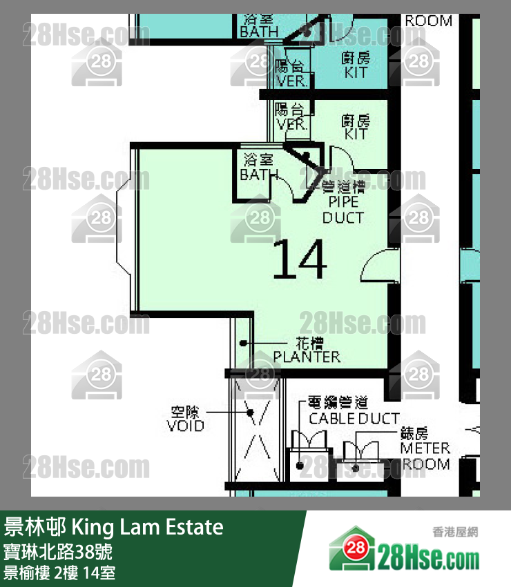 景林邨 景榆樓2樓 14室 平面圖
