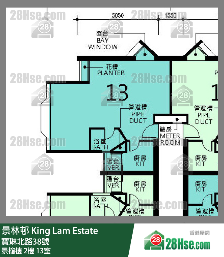 景林邨 景榆樓2樓 13室 平面圖