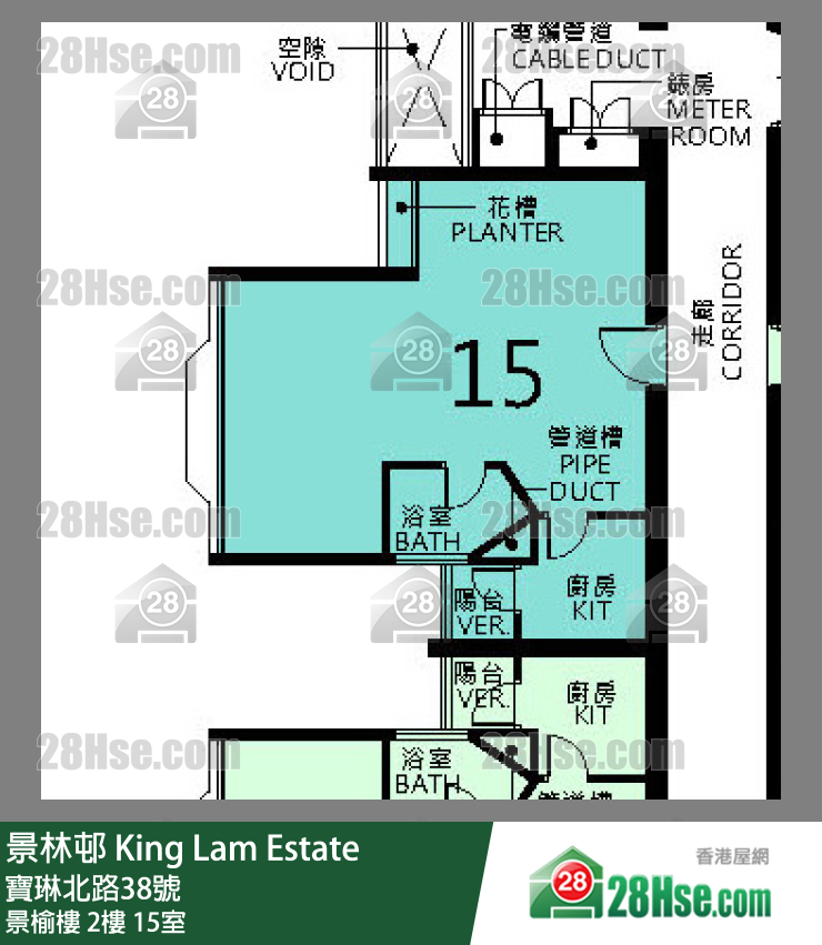 景林邨 景榆樓2樓 15室 平面圖