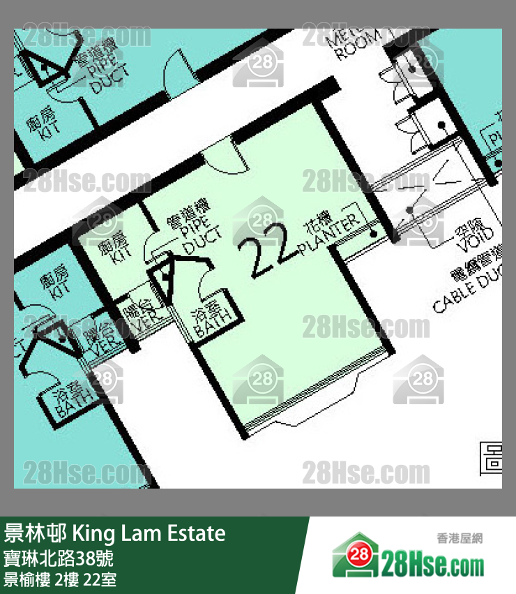 景林邨 景榆樓2樓 22室 平面圖