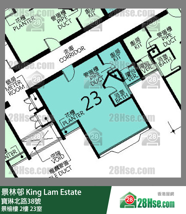 景林邨 景榆樓2樓 23室 平面圖