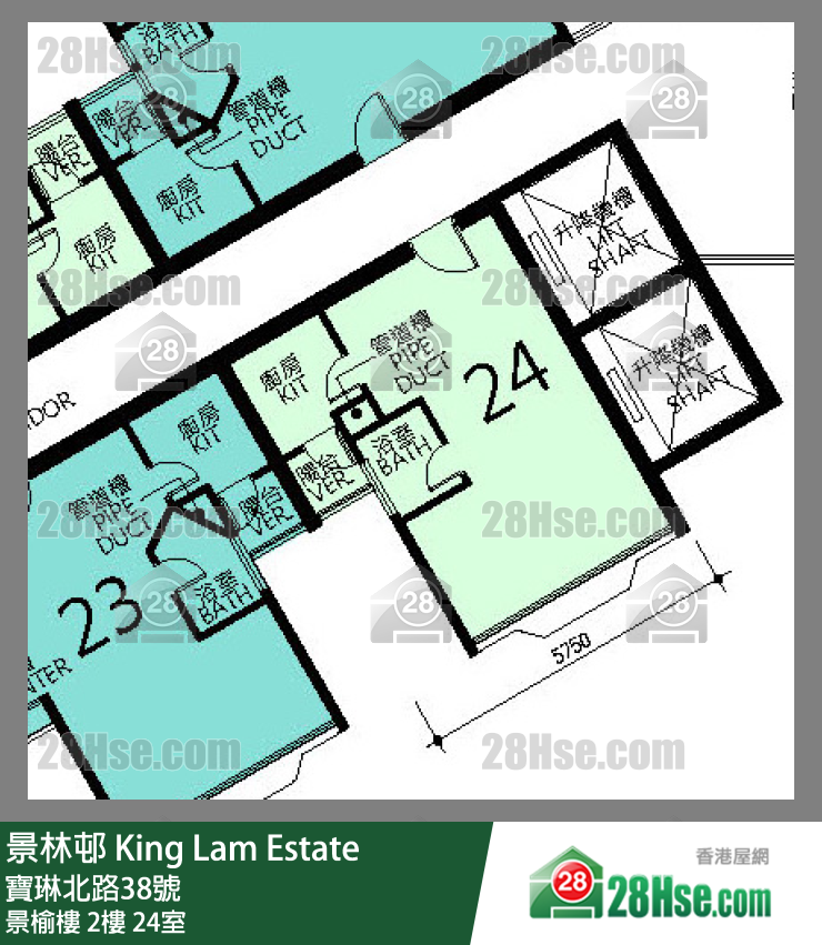 景林邨 景榆樓2樓 24室 平面圖