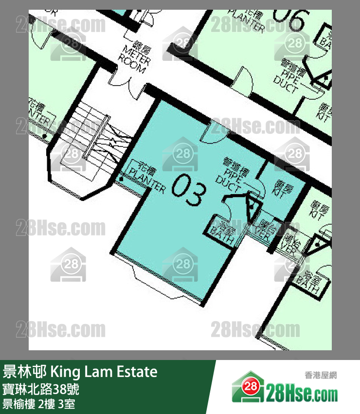 景林邨 景榆樓2樓 3室 平面圖