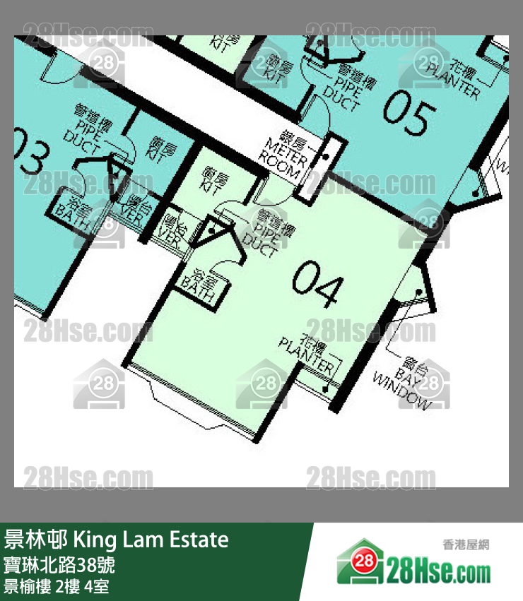 景林邨 景榆樓2樓 4室 平面圖