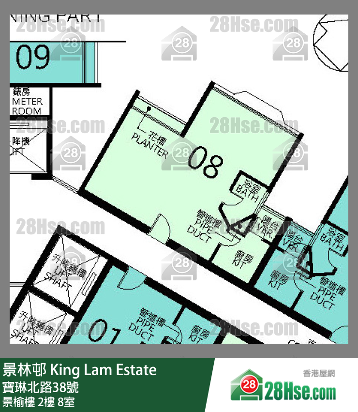 景林邨 景榆樓2樓 8室 平面圖