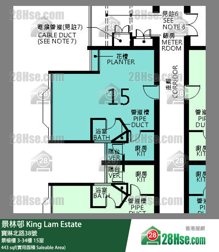 景林邨 景榆樓29樓 15室 平面圖