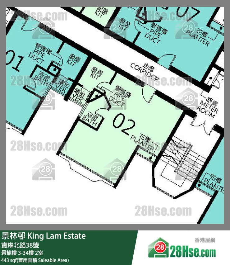 景林邨 景榆樓30樓 2室 平面圖