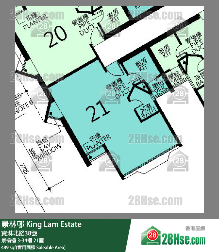 景林邨 景榆樓22樓 21室 平面圖
