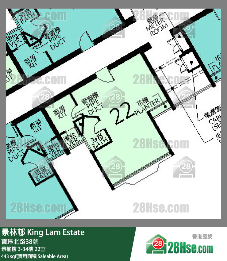 景林邨 景榆樓30樓 22室 平面圖