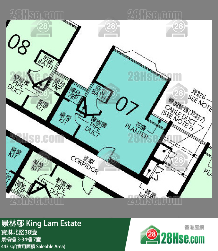 景林邨 景榆樓28樓 7室 平面圖