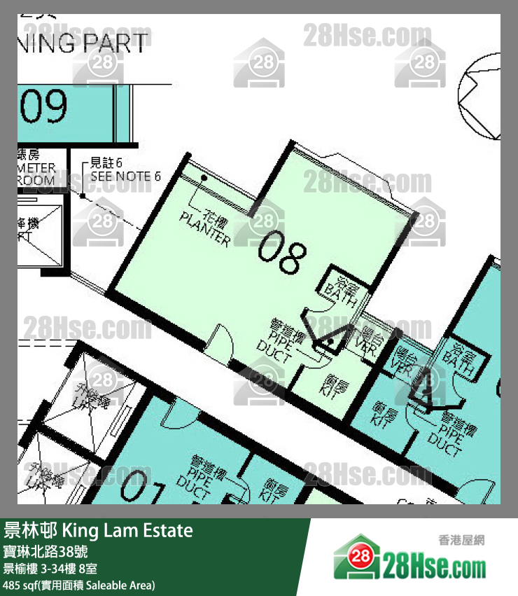 景林邨 景榆樓30樓 8室 平面圖