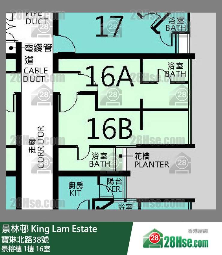 景林邨 景榕樓1樓 16室 平面圖