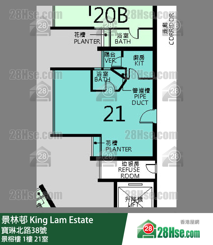 景林邨 景榕樓1樓 21室 平面圖