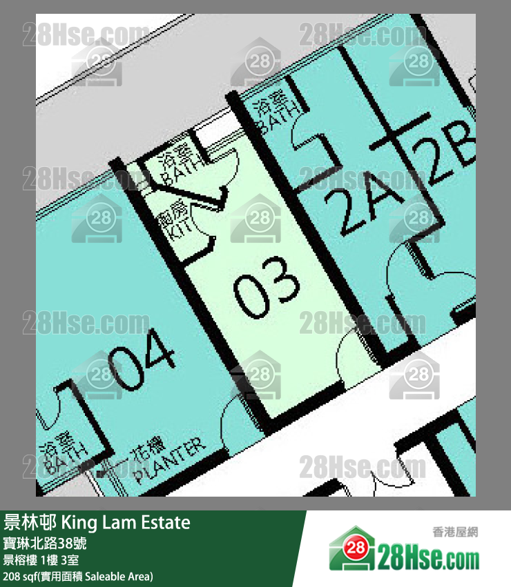 景林邨 景榕楼 1楼 3室 平面图