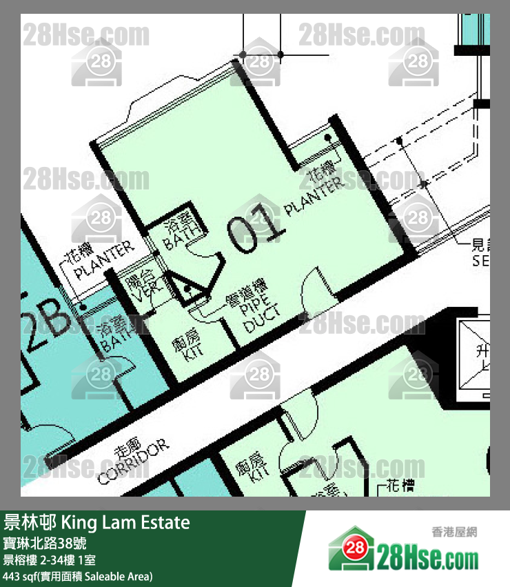 景林邨 景榕樓17樓 1室 平面圖