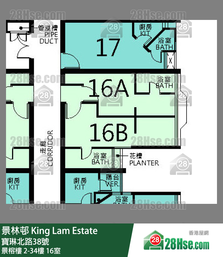 景林邨 景榕樓17樓 16室 平面圖