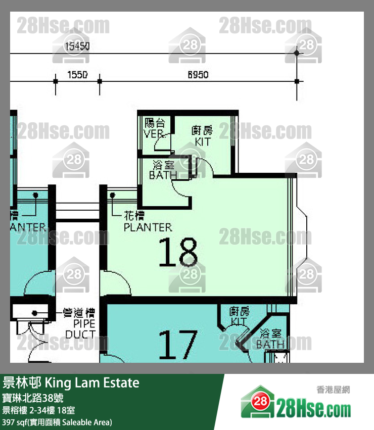 景林邨 景榕樓18樓 18室 平面圖
