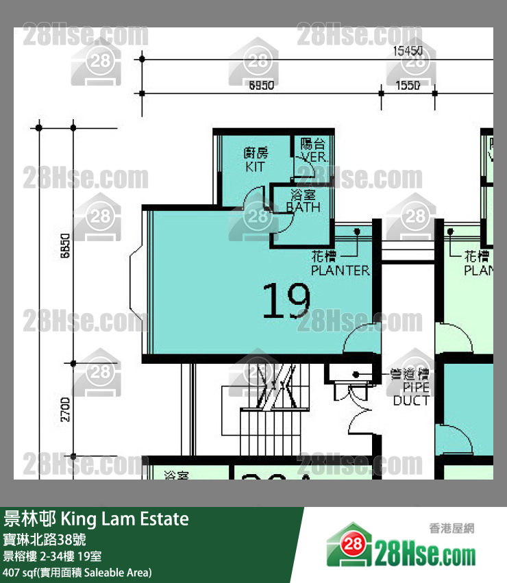 景林邨 景榕樓18樓 19室 平面圖