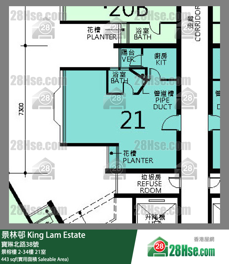 景林邨 景榕樓16樓 21室 平面圖