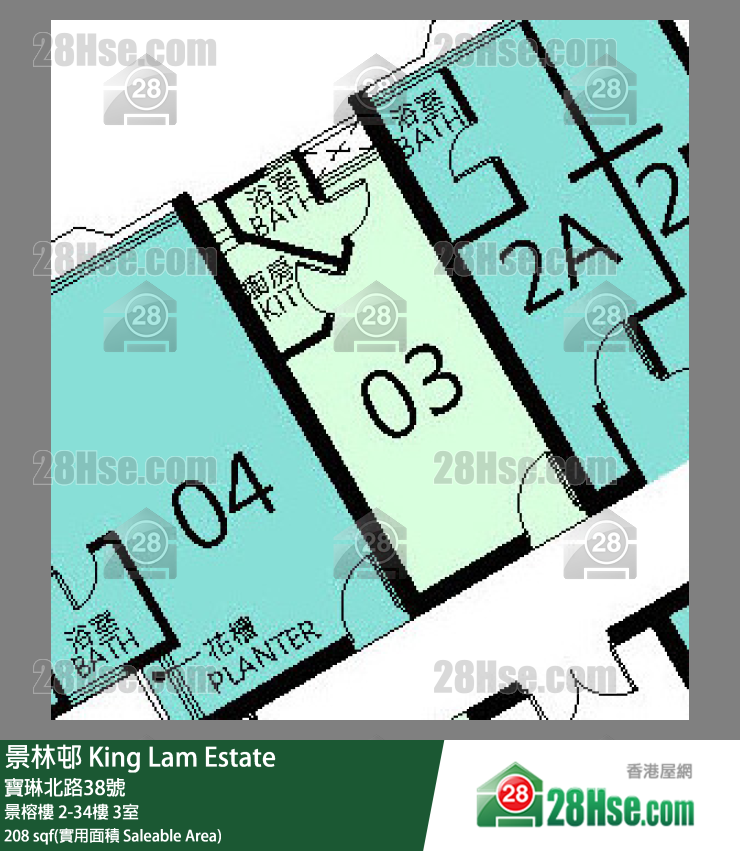 景林邨 景榕樓16樓 3室 平面圖