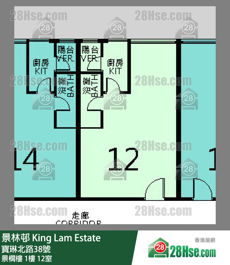 景林邨 景櫚樓1樓 12室 平面圖