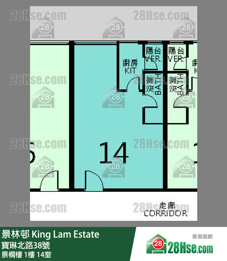 景林邨 景櫚樓1樓 14室 平面圖