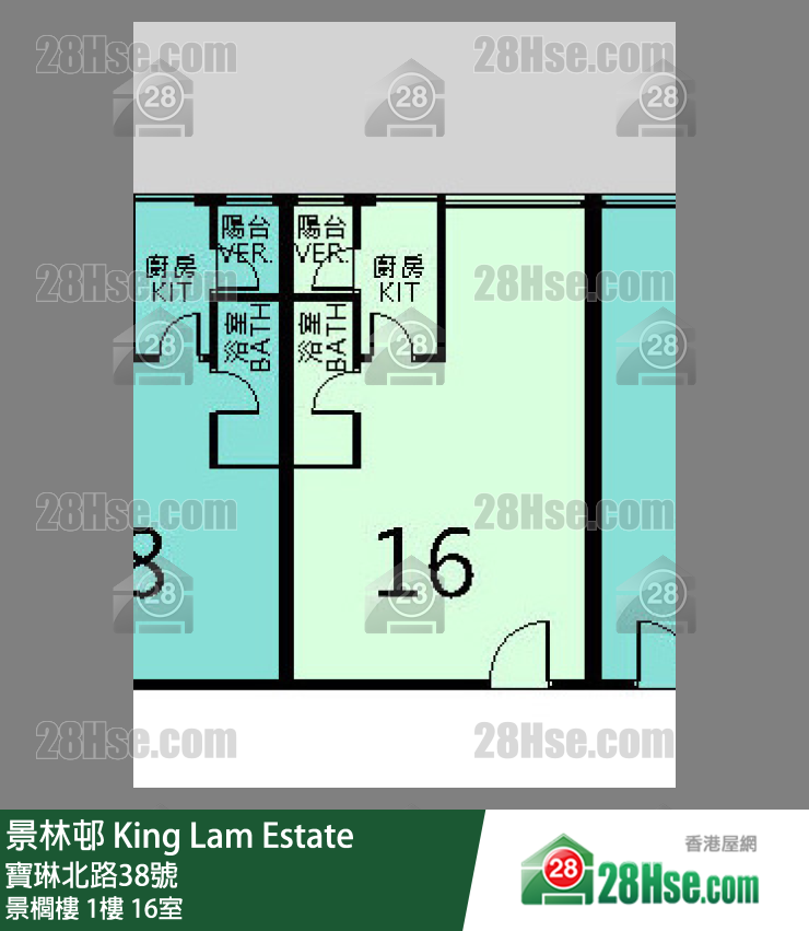 景林邨 景櫚樓1樓 16室 平面圖