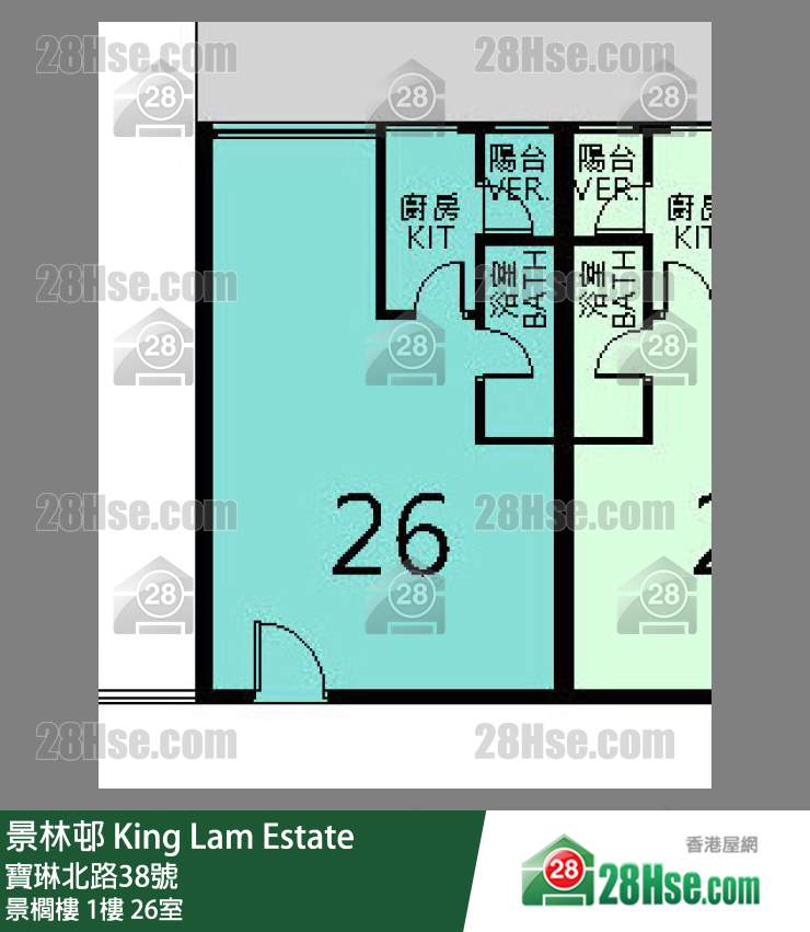 景林邨 景櫚樓1樓 26室 平面圖