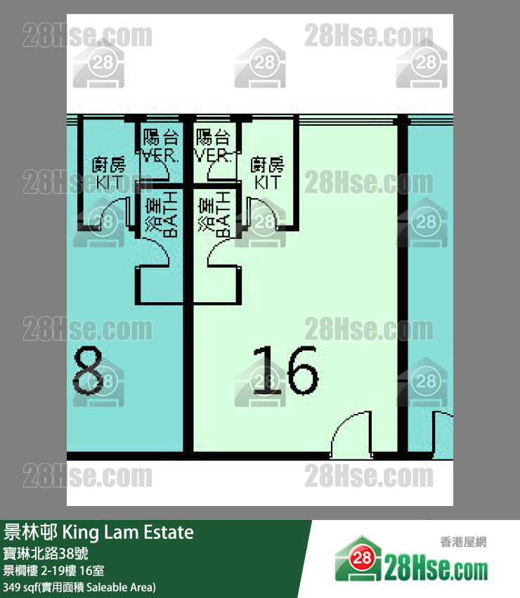 景林邨 景櫚樓15樓 16室 平面圖