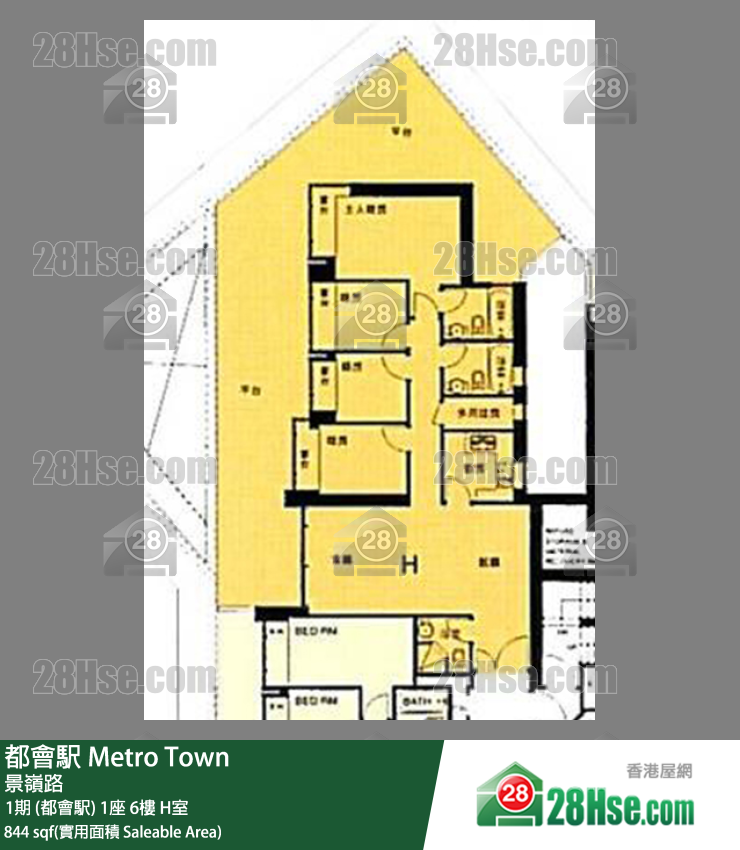 都會駅 1期 (都會駅)1座6樓 H室 平面圖