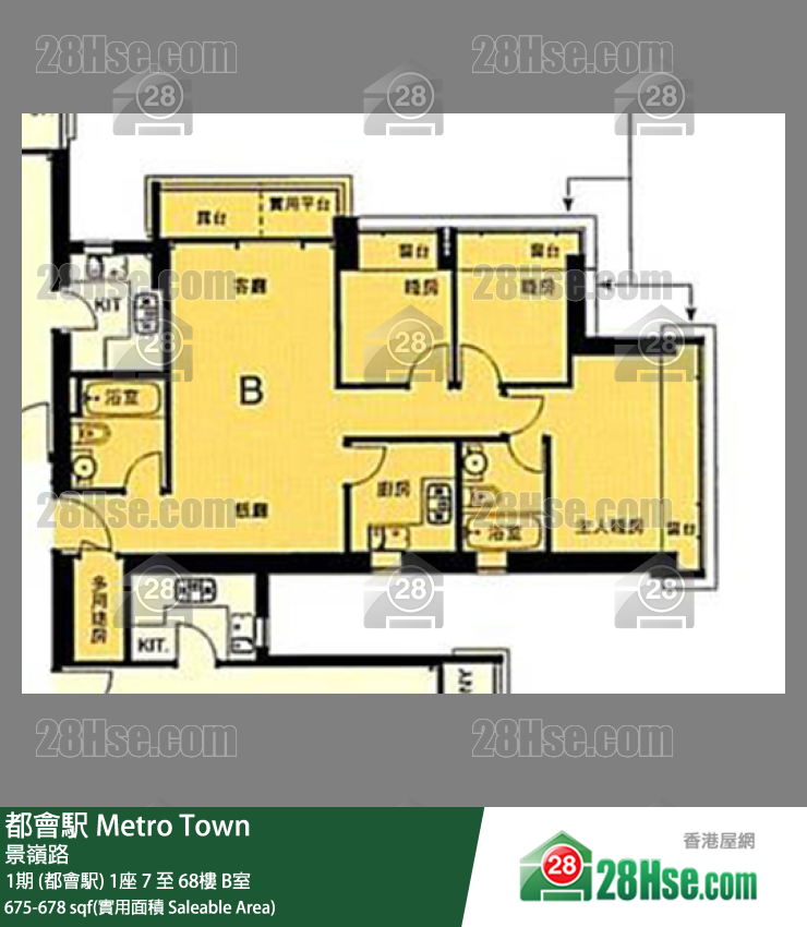 都會駅 1期 (都會駅) 1座 25樓 B室 平面圖