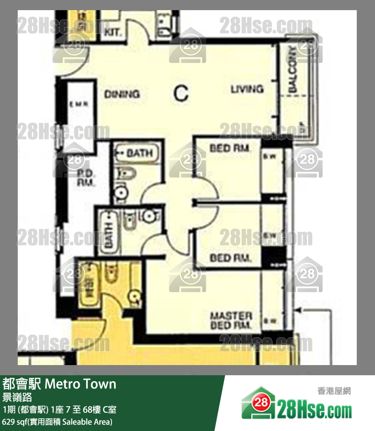 都會駅 1期 (都會駅) 1座 25樓 C室 平面圖