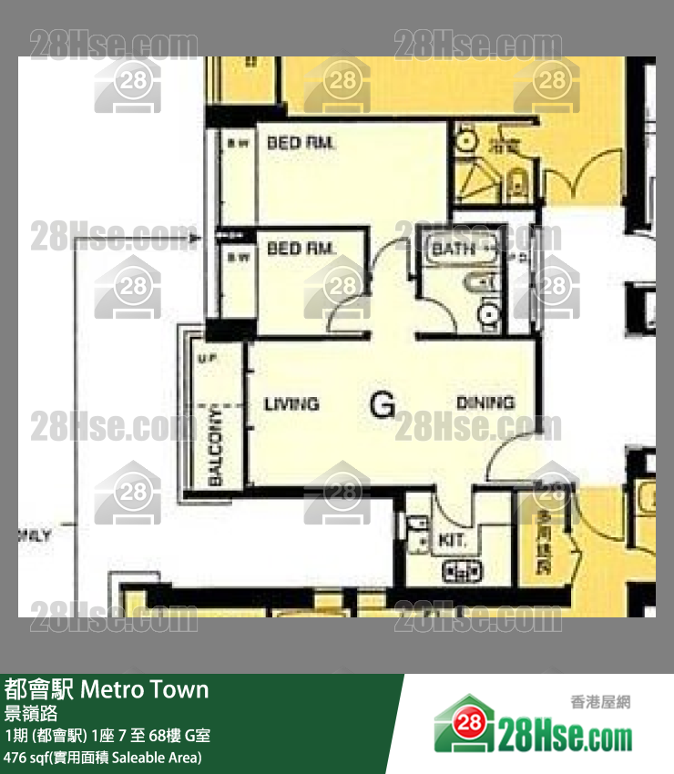 都會駅 1期 (都會駅)1座25樓 G室 平面圖