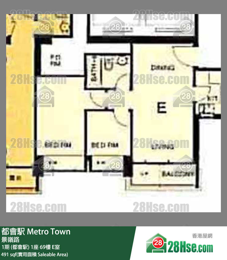 都会駅 1期 (都会駅) 1座 69楼 E室 平面图