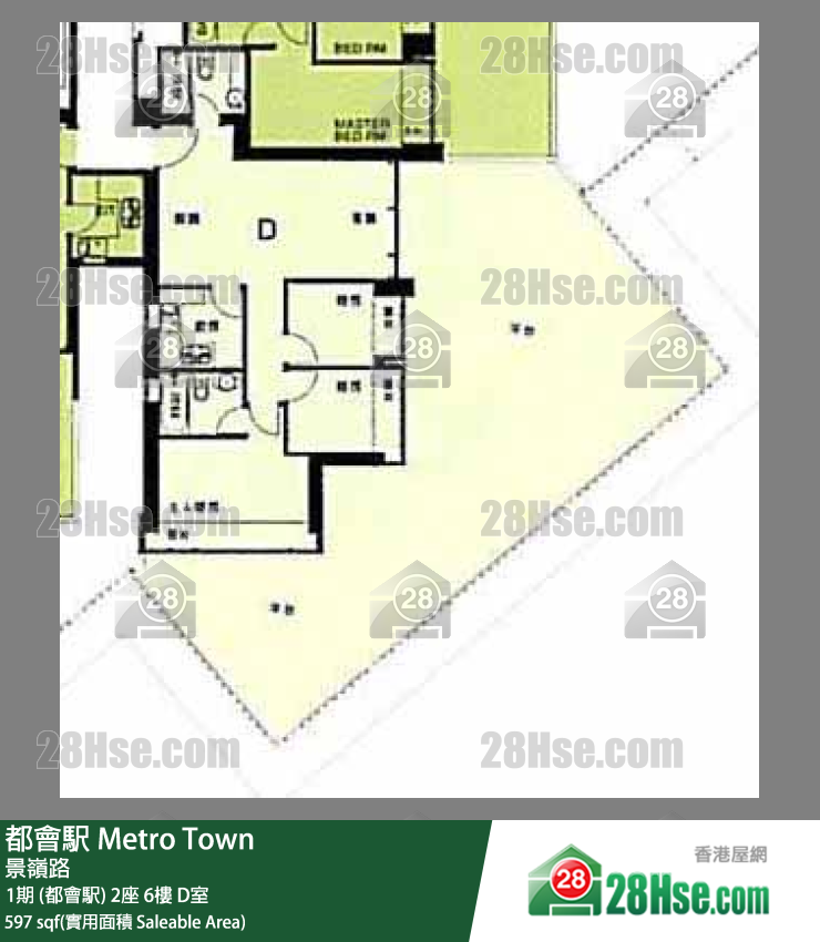 都會駅 1期 (都會駅) 2座 6樓 D室 平面圖