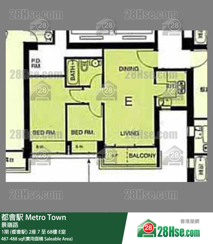都會駅 1期 (都會駅)2座35樓 E室 平面圖