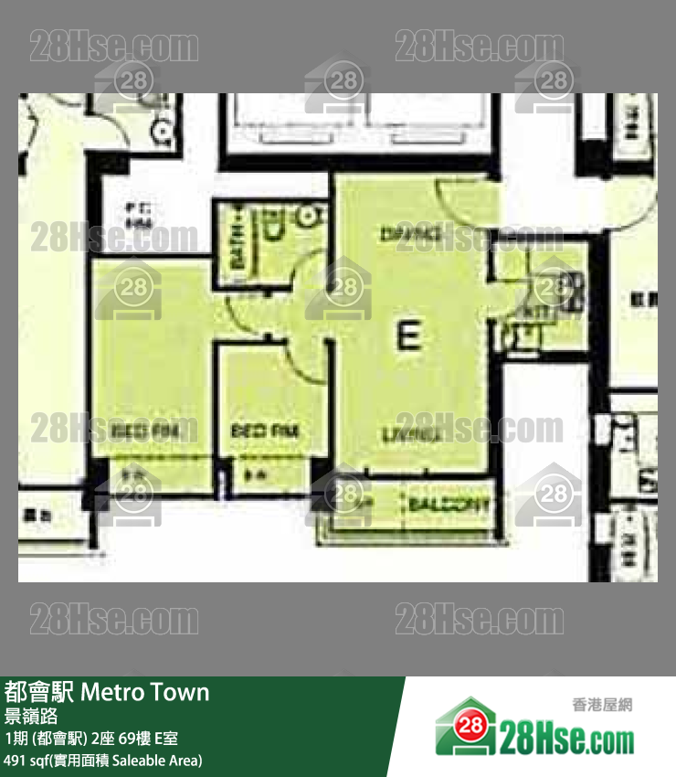 都會駅 1期 (都會駅)2座69樓 E室 平面圖