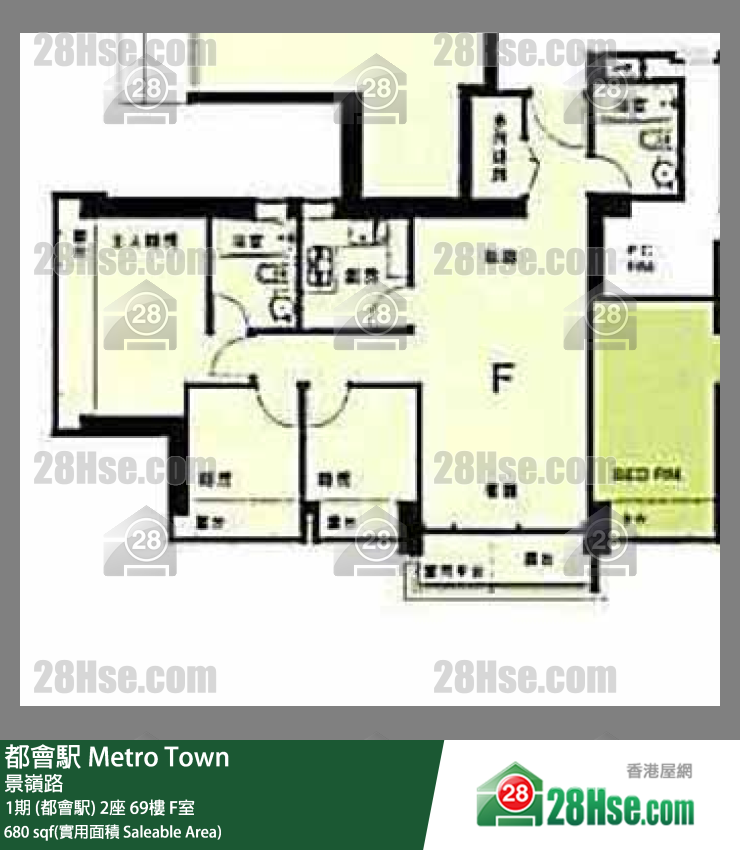 都會駅 1期 (都會駅)2座69樓 F室 平面圖