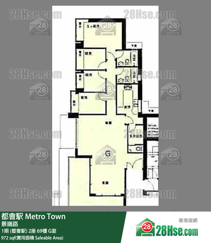 都會駅 1期 (都會駅) 2座 69樓 G室 平面圖