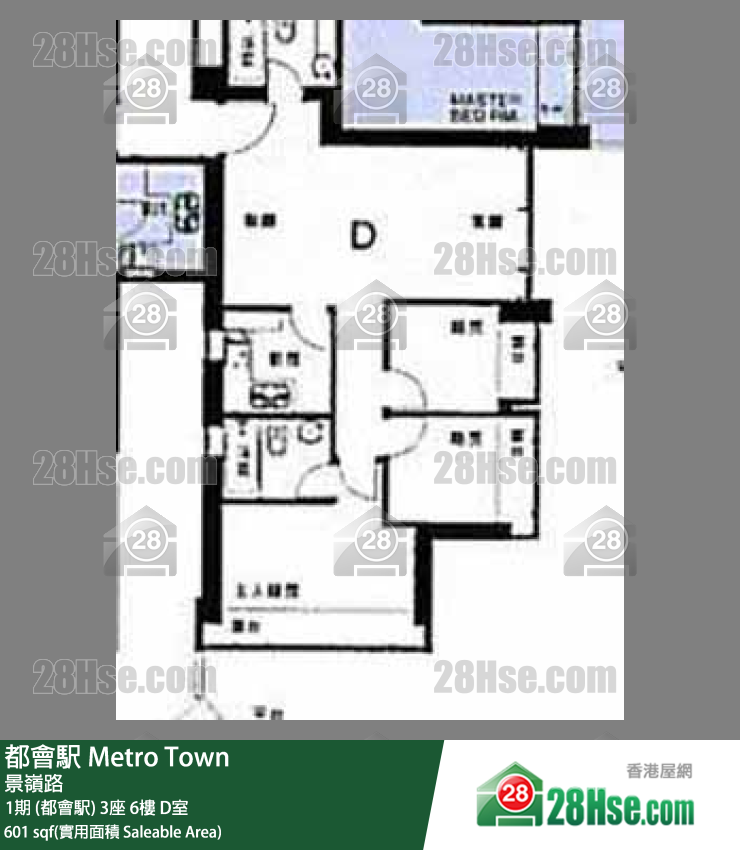 都會駅 1期 (都會駅) 3座 6樓 D室 平面圖