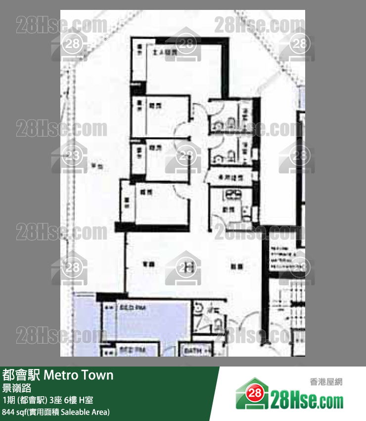 都會駅 1期 (都會駅) 3座 6樓 H室 平面圖