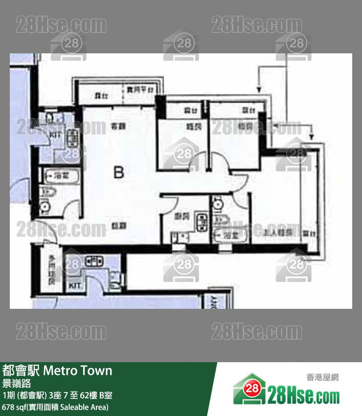 都會駅 1期 (都會駅)3座49樓 B室 平面圖