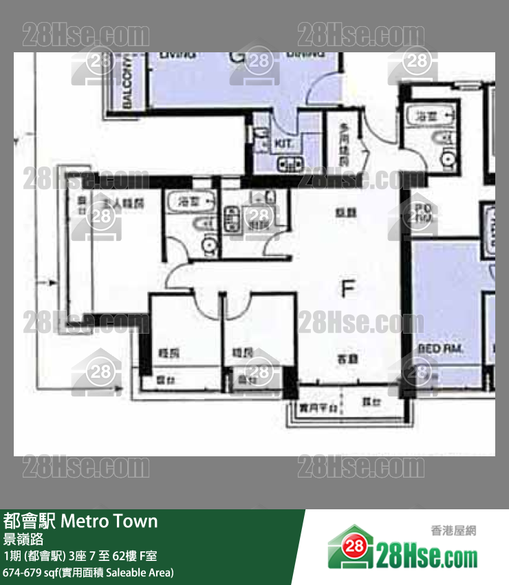 都會駅 1期 (都會駅)3座15樓 F室 平面圖