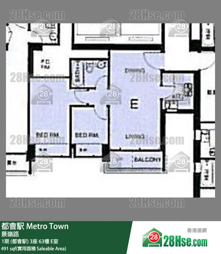 都會駅 1期 (都會駅) 3座 63樓 E室 平面圖