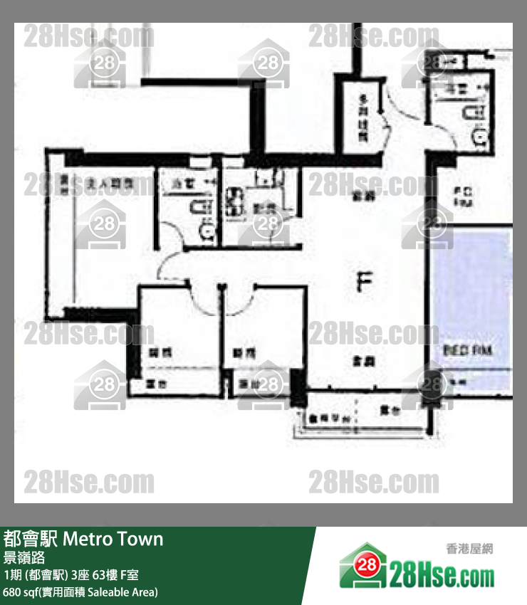 都會駅 1期 (都會駅)3座63樓 F室 平面圖