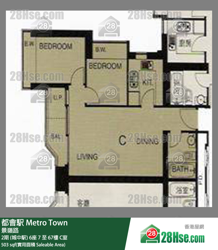 都會駅 2期 (城中駅) 6座 26樓 C室 平面圖