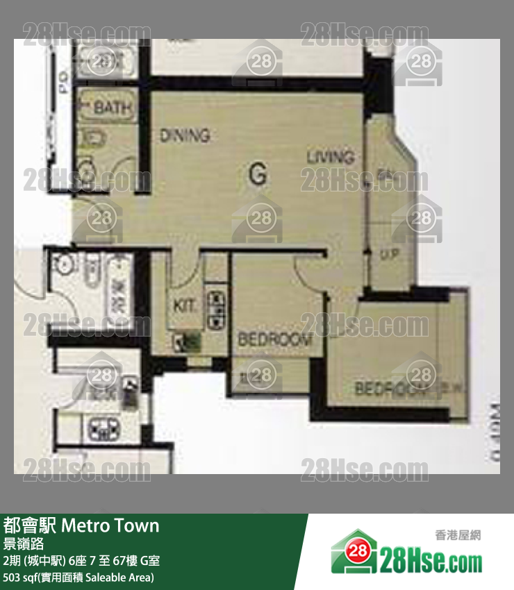 都會駅 2期 (城中駅) 6座 65樓 G室 平面圖